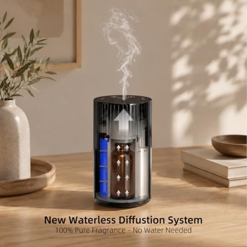 Waterless Essential Oil Diffuser, Portable Car Diffuser with Rechargeable Battery, Cordless Aromatherapy Diffuser for Home Office Bedroom, USB-C Nebulizing, 600 Sq Ft Coverage (Black) - Image 6