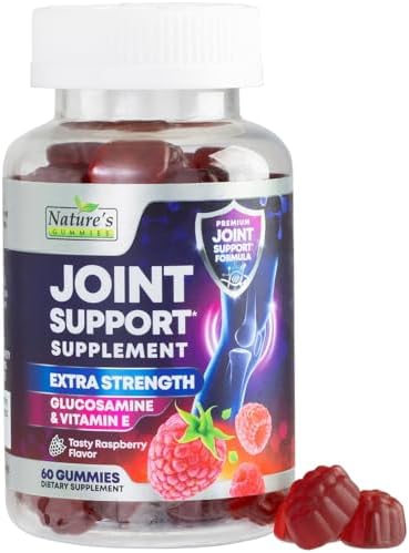 Joint Support Gummies - Extra Strength Glucosamine Gummy Supports Flexibility, Joint & Cartilage Health for Back, Knees, Hands - Natural Vitamin E for Immune Support for Women & Men - 60 Gummies by NaturesGummies
