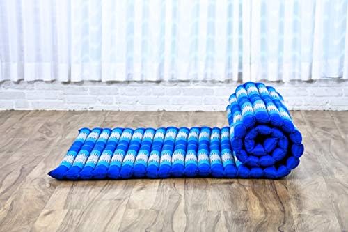 Leewadee - Kapok Roll Mat – Handcrafted Folding Sleep & Relaxation Mattress from Thailand, Ideal as Guest Bed, Camping Mat, Yoga Mat or Traditional Futon, 75 x 39 inches, Blue - Image 2