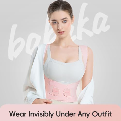 babaka Posture Corrector for Women, Invisible Lightweight Adjustable Back Brace for Upper and Lower Back Pain Relief, Hunchback, Hump, Scoliosis, Thoracic, Spine Corrector Under Clothes (Pink, Medium, Waist: 29''-35'') - Image 2
