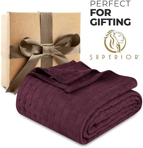 Superior Cotton Blanket Breathable All Season Comfy Bedding, Throw, Plum - Image 3