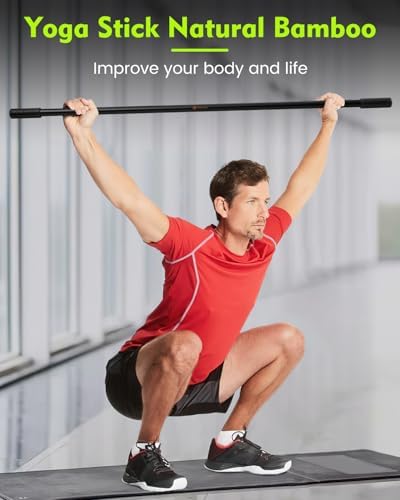 P Polerden Yoga Stick, 5ft Exercise Stick for Mobility, Stretching Stick with Non-Slip Ends, Exercise Dowel for Pilates, Balance Pole and Stretch Bar for Stretching Equipment - Image 2