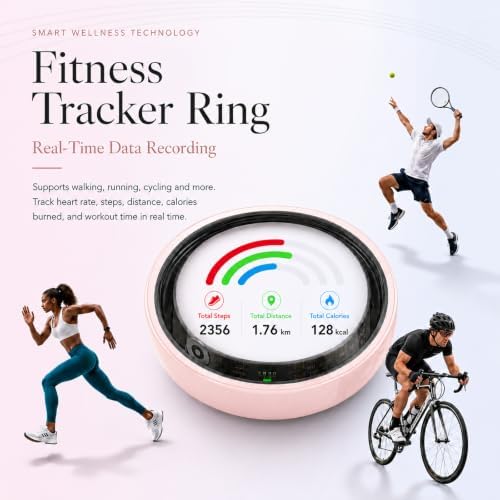 Pink Ceramic Smart Ring for Women, Health & Sleep Tracker, Size 8 - Image 4