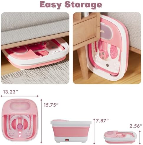 Collapsible Foot Spa Bath Massager with Heat, Remote, Temperature Control, Timer, Foot Soaking Tub with Pedicure Kit & 3 Attachments, Pedicure Foot Spa for After Work Relaxation (Pink) - Image 7