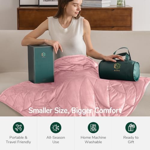 Weighted Lap Blanket for Adults, 7 lbs 41" x 53", Leaf Pattern, Dark Pink - Image 4