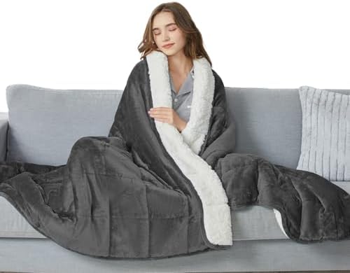yescool Weighted Blanket for Adults (15 lbs, 60" x 80", Medium Gray) Heavy Blanket for Sleeping Perfect for 140-160 lbs, Queen Size Breathable Blanket with Premium Glass Bead, Machine Washable - Image 2