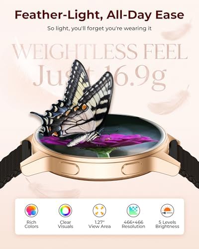 Smart Watch for Women, 1.27" HD Fitness Tracker with 4 Bands & Necklace Gift Set, Heart Rate SpO2 Sleep Monitor, 120+ Sport Modes, Call & Notifications, Smartwatch for Android iPhone, 40mm Black Gold - Image 3