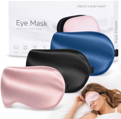 Silk Sleep Mask, Light Blocking Eye Mask for Sleeping with Adjustable Strap by HOME