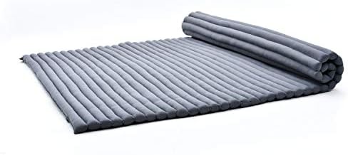 Leewadee - Foldable Floor Mattress - Japanese Roll Up Futon -Trifold Tatami Mat- Guest Floor Bed - Camping Mattress - Thai Massage Mat, Kapok Filled, 75 x 57 inches, Anthracite by Leewadee