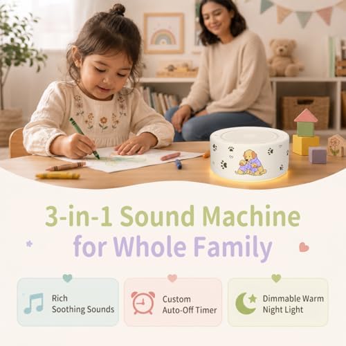Kipcush White Noise Machine for Baby & Adults, Sleep Sound Machine with 30 Soothing Sounds, 8-Color Night Light, Memory Function, White Noise for Sleeping, Nursery, Office, Travel, Relaxation - Image 2