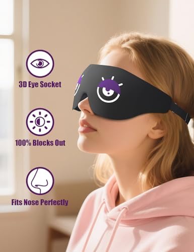 EVA BELLE Sleep Mask Women Men, Comfy Blackout Eye Mask for Deep Sleep, 3D Memory Foam Sleeping Mask, Silk Sleep Eye Cover, Cute Funny Eyeshade Covers, Adjustable Elastic Strap & Soft Breathable - Image 2
