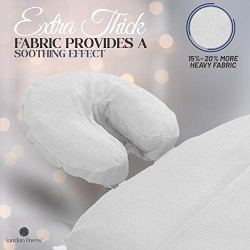 London Linens Pack of 4, Premium Extra Thick 100% Cotton Flannel Massage Tables Face Cradle Covers Cozies Fitted - Includes 4 pcs (White) - Image 3
