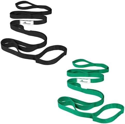 Abiarst Stretching Strap Yoga Straps for Physical Therapy, 10 Loops Non-Elastic Stretch Band for Pilates, Flexibility, Exercise and Gymnastics by Abiarst