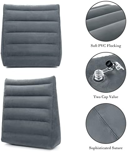 USHMA Inflatable Wedge Pillow, Portable Travel Wedge Pillow, Fast Inflation & Deflation Inflatable Wedge Pillows for Travel, Blow Up Sleeping Back Knee Bed - Image 2