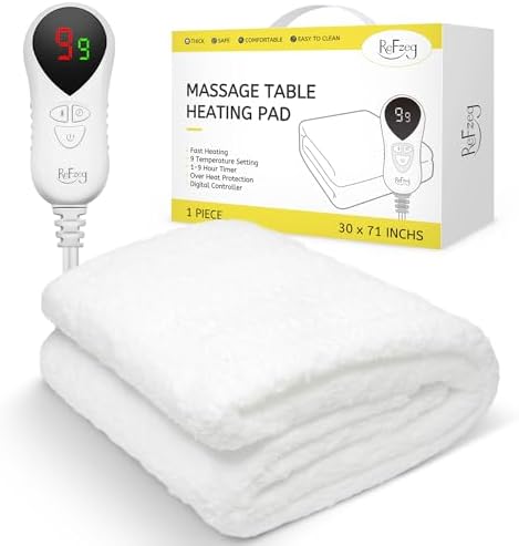 Massage Table Warmer Heating Pad Professional SPA Massage Bed Warmer 9 Hours Timer, 9 Heat Settings, Overheat Protection for Massage Bed & Spa, Thickened & Soft Fleece, 30" x 71" by Unknown