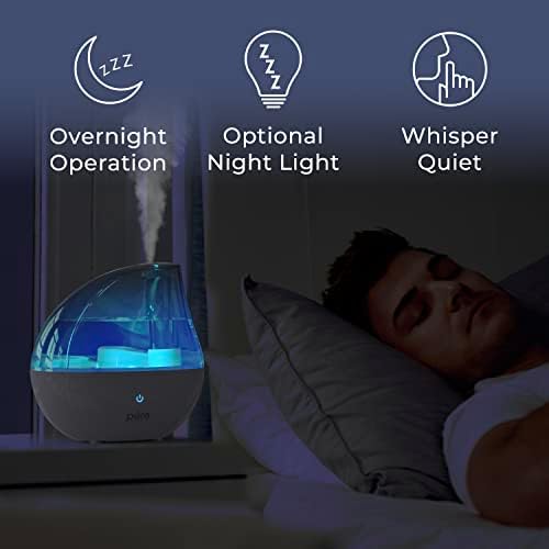Pure Enrichment MistAire Silver Ultrasonic Cool Mist Humidifier for Bedroom, Office, Nursery & Indoor Plants - Lasts Up to 25 Hours, Whisper-Quiet Operation, Optional Night Light, & Auto Shut-Off - Image 5