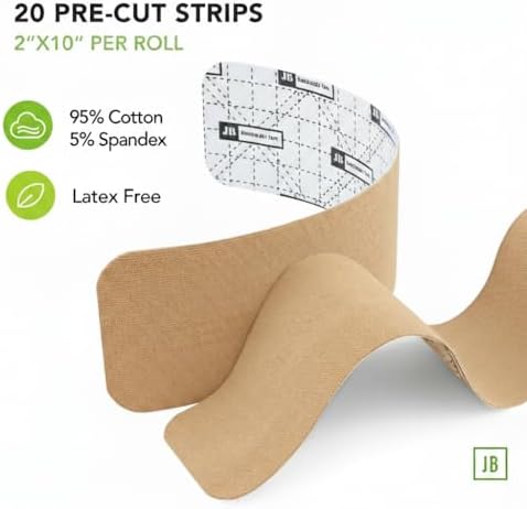 JB Tape Kinesiology Tape, Beige, 80 Precut 10-Inch Strips, 4 Rolls - Image 5