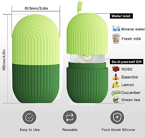 XHJRI Ice Roller Massager for Face, Eyes and Neck - Naturally Condition Skin, De-Puff Eye Bags, Reduce Migraine Pain - Reusable Silicone Ice Mold (Green) - Image 6