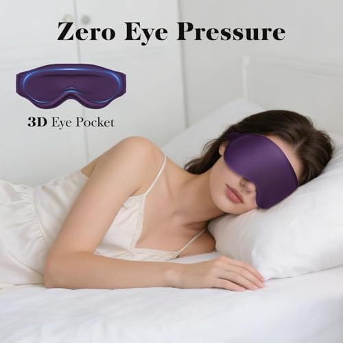 Fygrip 3D Eye Mask Sleep Mask for Men & Women, Purple - Image 3