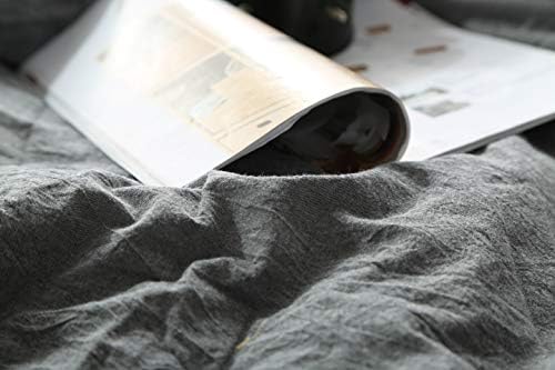 F.Y.Dreams 100% Washed Cotton Duvet Cover for Weighted Blanket 80x87 inches with 16 Ties, Zipper on Long Side/Grey/Just Duvet Cover - Image 2