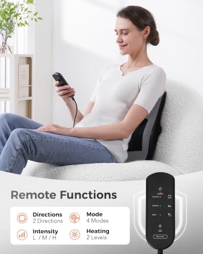 Boriwat Back Massager with Heat, 3D Kneading Massage Pillow for Back, Neck, Shoulder, Leg Pain Relief Deep Tissue, Gifts for Women Men Mom Dad(Dark Gray) - Image 3