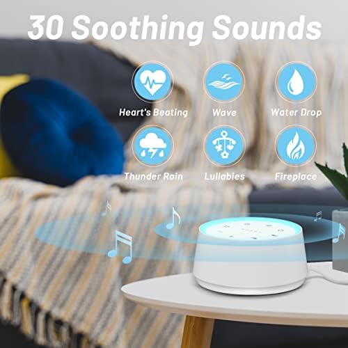 EasyHome Sleep Sound Machine White Noise Machines with 30 Soothing Sounds 12 Adjustable Night Light 10 Adjustment Brightness 32 Levels of Volume 5 Timers and Memory Function Kid Adult Travel - Image 2