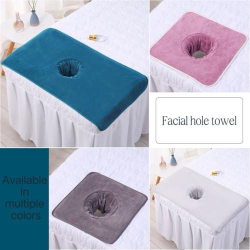 Massage Table Cover Towel with Face Cradle Hole, Premium Fitted Sheet with Locked Edges (Blue Square) - Image 4