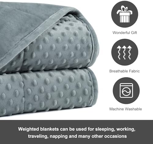 Alomidds Weighted Blanket, Luxury Velvet Weighted Blankets,Warm and Breathable Soft and Comfort Minky, Cute Heavy Blanket with Premium Glass Beads (36"x48" 5LBS, Grey) - Image 2