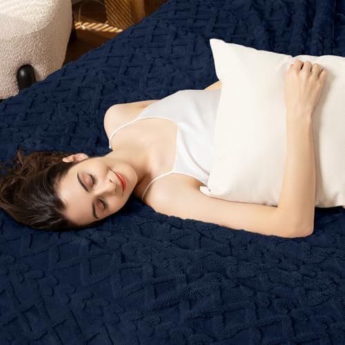 Aganear Fleece Throw Blanket for Couch Sofa 50"x60" Navy - Image 6