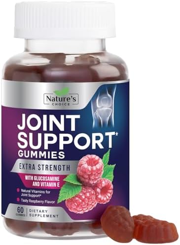Joint Support Gummies - Extra Strength Glucosamine Gummy Supports Joints Health & Flexibility for Back, Knees, Hands - Natural Vitamin E Immune Support - Best Supplement for Women & Men - 60 Gummies by Nature%27s+Choice