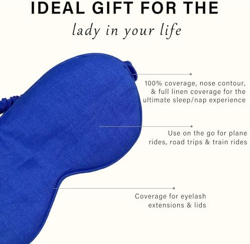 Eye mask Pure Linen Sleep Mask with Elastic Band, No Pressure On Eyes,Side Sleeper Eye Cover Organic Cotton Core Blindfold,Napping & Yoga Travel Essentials (Cornflower Blue) - Image 3