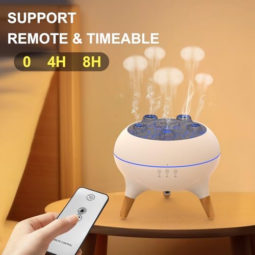 Jellyfish Essential Oil Diffuser, Sound-Reactive 5-Nozzle Mist, Remote - Image 3