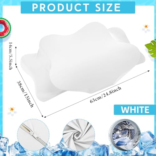 Hahafelt Cooling Cervical Neck Pillowcase,White,Queen Size - Image 2