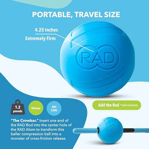 RAD Atom – Extra Firm Yoga Deep Tissue Massage Ball – Myofascial Release Ball for Back Pain, Shoulders, Glutes, Hamstrings, Traps & Pecs – Trigger Point & Mobility Therapy - Image 5