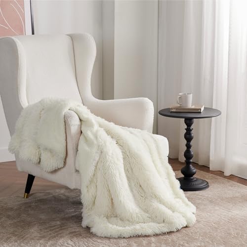 Bedsure Faux Fur Fluffy Sherpa Throw Blanket Couch Twin Cream 60"x80" - Image 6
