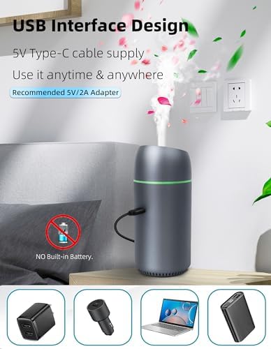 Portable Mini Ultrasonic Essential Oil Diffuser - 100ml USB Aromatherapy Humidifier with 7-Color LED Lights, Upgraded Aluminum Alloy Shell for Home, Office, Bedroom, Car & Small Spaces (Grey) - Image 2