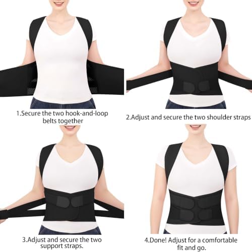 Posture Corrector for Women and Men, Back Brace with Adjustable Shoulder Brace, Full Support Waist Belt and Lumbar Panel, Spine Alignment Posture Trainer for Neck, Shoulder, Upper and Lower Back Support, Slouching and Hunchback Corrector (Black, Small) - Image 6