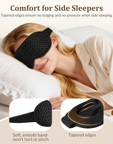 3D Contoured Sleeping Mask for Women Men, Soft Zero Pressure Eye Masks, Light Blocking Sleep Mask, Eyelash Friendly, Adjustable Eye Mask for Travel Essentials - Image 3