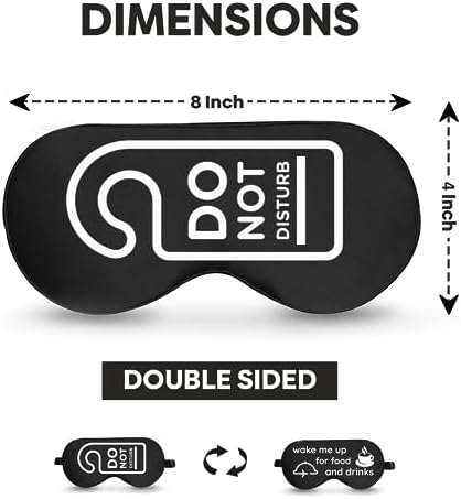 VITYA Black Do Not Disturb/Wake Me Up Double-Sided Silk Sleep Mask for Women/Men | Sleep Mask Light Blocking | Soft Breathable Sleep Eye Mask for Traveling on Airplane | Eye Mask with Elastic Strap - Image 2