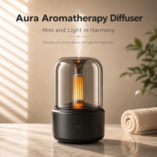 LONCIN Essential Oil Diffuser, 120ml Aromatherapy Diffuser with Auto Shut-Off Function, Ultrasonic Diffusers for Essential Oils, Cool Mist Humidifier with Warm Lights, for Home & Office - Image 3