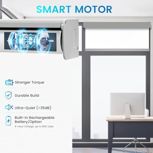 Motorized Blackout Roller Shades – Custom Smart Blinds with Remote Control, 25 Colors & Sizes, Rechargeable Battery or Plug-in, Tuya WiFi Optional, Home & Office Window Shades (Parchment White/CH9440) - Image 3
