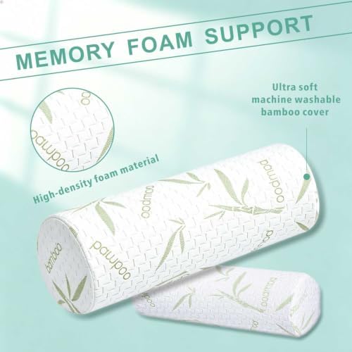 Cervical Neck Roll Pillow – Memory Foam Bolster Pillow for Neck & Back Support, Ergonomic Cylinder Pillow with Washable Cover for Side Sleepers, Lumbar, Knee & Leg Support - Image 6