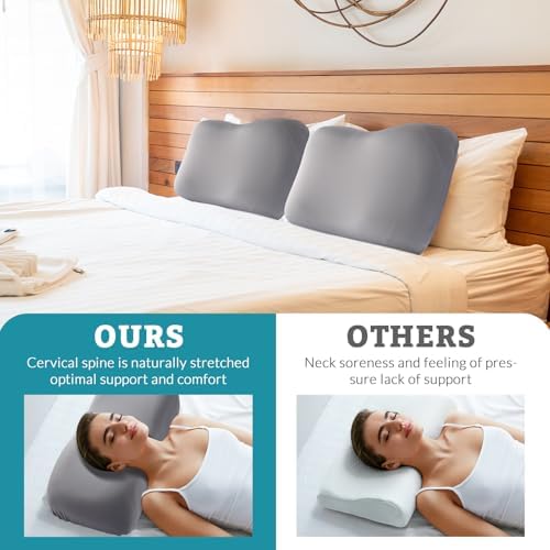 Mindsoft Cooling Sleep Cervical Neck Pillowcase (Only Pillowcase) Breathable Cold Pillow Cover for Side & Back Sleepers Orthopedic Cervical Shape(Gray) - Image 5