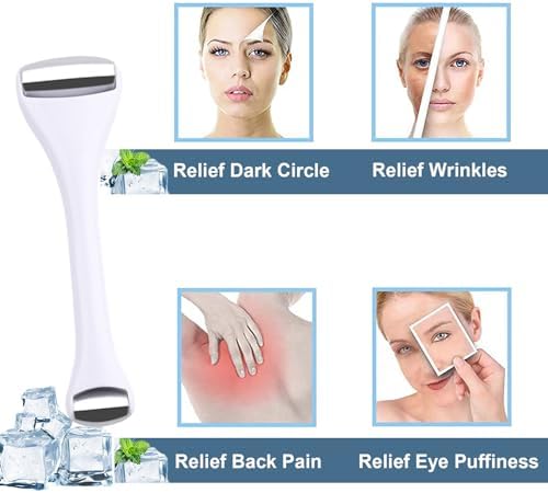Mini Eye Ice Roller for Eye Puffiness - Facial Ice Roller and Mini Eye Roller 2 in 1 - Eye Massager for Migraine Relief Tighten Pores Under-Eye Pain Relief - Reduce Wrinkle Puffy for Face Arms (White) - Image 2