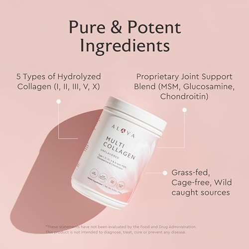 Alaya Multi Collagen Powder - Type I, II, III, V, X Hydrolyzed Collagen Peptides Protein Powder Supplement with MSM + GC (Unflavored) - NSF Certified - (40 Servings) - Image 3