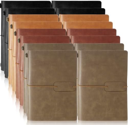 Sabary 16 Pcs A5 Size Refillable Leather Journal Bulk, Neutral Colors by Sabary