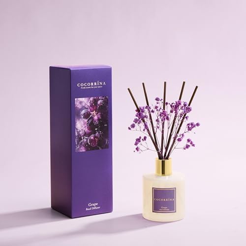 COCORRÍNA Reed Diffuser - Grape 6.7 fl oz Reed Diffuser with Sticks, Home Bedrrom Bathroom Shelf Decor - Image 2