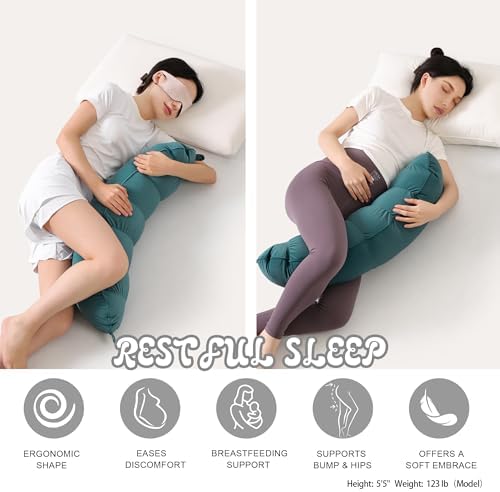 Peallow(Pat. Pend) – Long Round Body Pillow for Adults, Bolster Pillow for Sleeping, Soft and Supportive Pillow for Sleeping & Lumbar Support (Slate Blue, 29.5") - Image 5