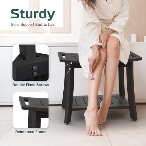 Waterproof HIPS Shower Bench for Inside Shower, Shower Stool, Black - Image 5