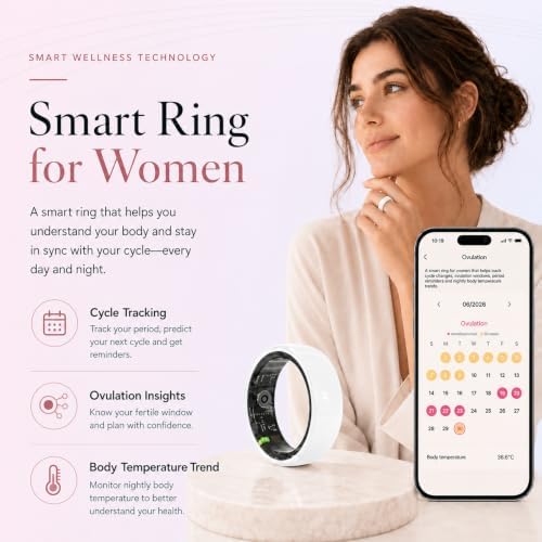 White Ceramic Smart Ring for Women, Health & Sleep Tracker, Size 7 - Image 6